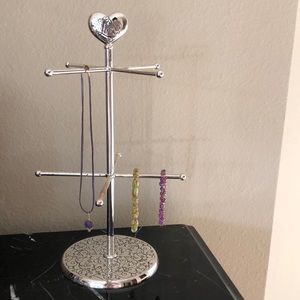 Carlton Cards Two Tier Silver Jewelry Tree - good preowned condition